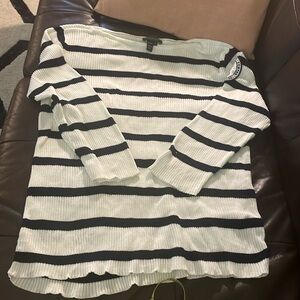 Ralph Lauren Jeans Black Striped Ribbed Long Sleeve Top